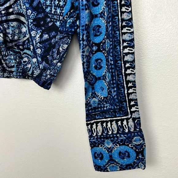 Free People Women’s M Wild & Free Cropped Paisley Long Sleeve Blouse - Picture 6 of 10